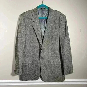 Bert Pulitzer Sport Coat Mens 44L Gray Melange 100% Silk Tweed Blazer Suit